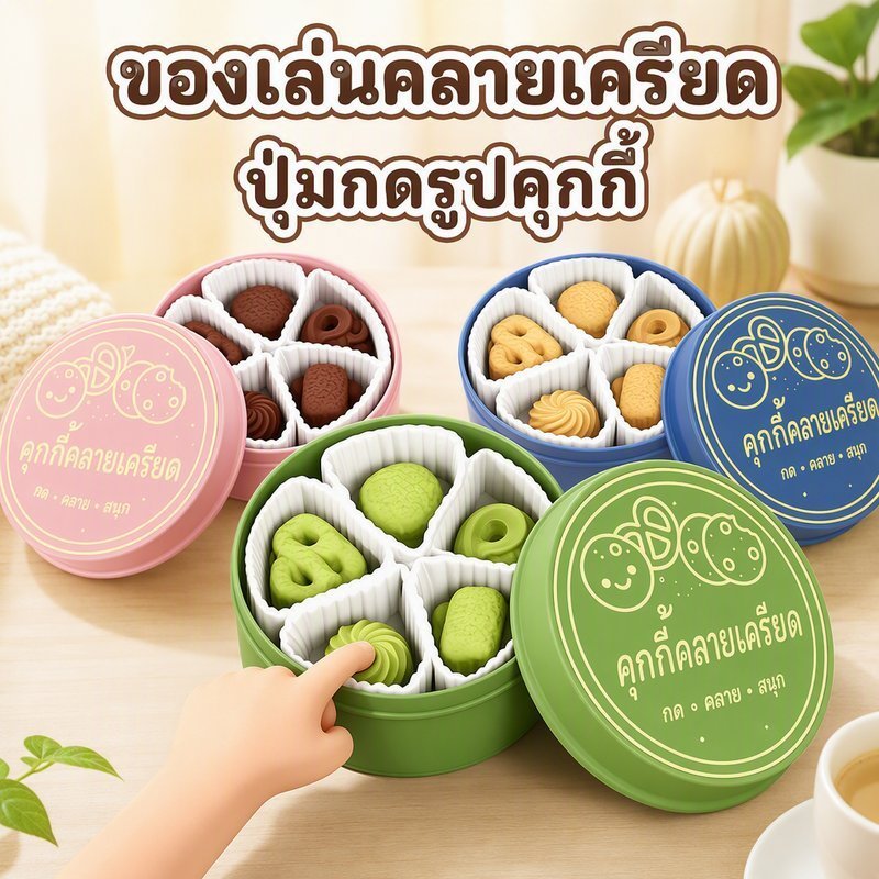 ปุ่มกดคลายเครียดลายคุกกี้ หมุนได้360° พิมพ์3D เสียงกดเพราะ น่ารัก พกพาง่าย ของขวัญเพื่อน
