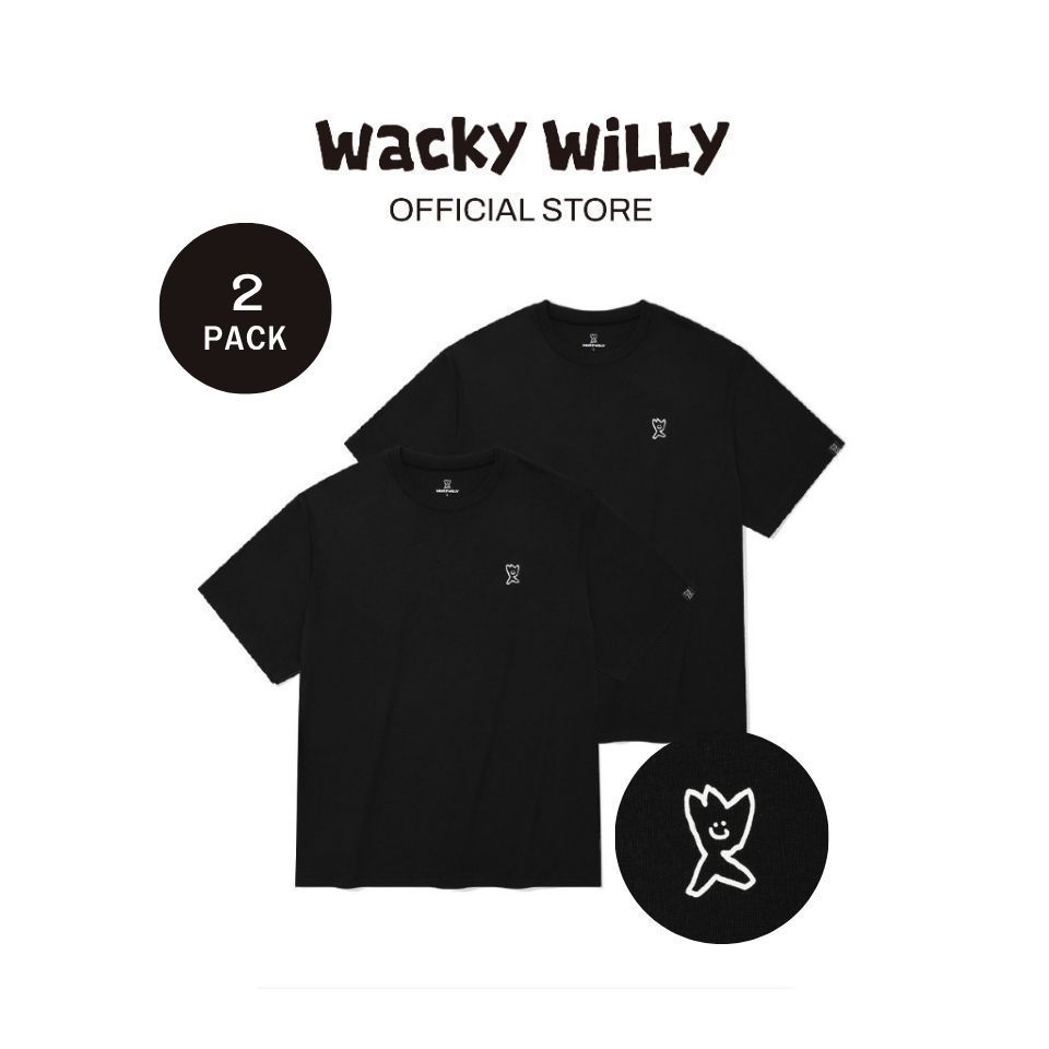 WACKY WILLY เสื้อยืดรุ่น 2Pack Signature Short Sleeve T-Shirt Black (80041OTPSSU_H5BKBK)