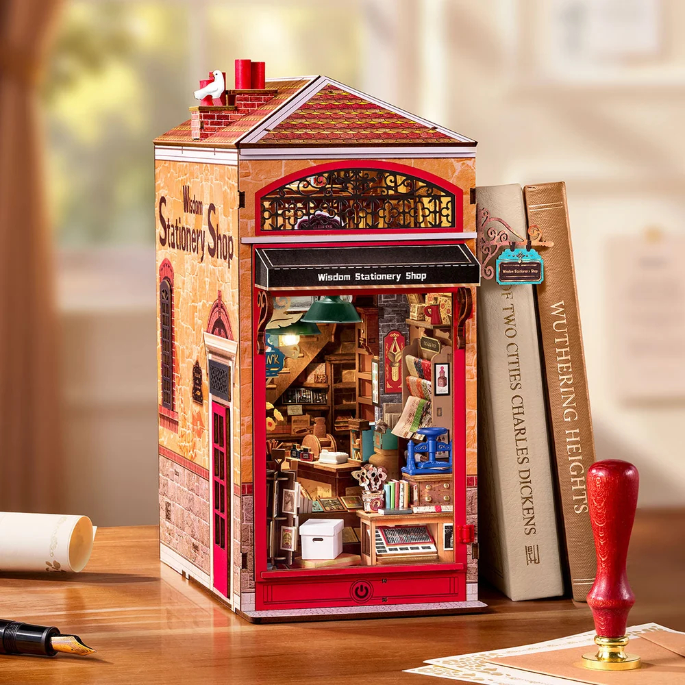 ส่งด่วน กทม. 🖌️ ที่กั้นหนังสือ Wisdom Stationery Shop Book nook DIY ตัวต่อไม้ ของเล่น Rolife TGB19