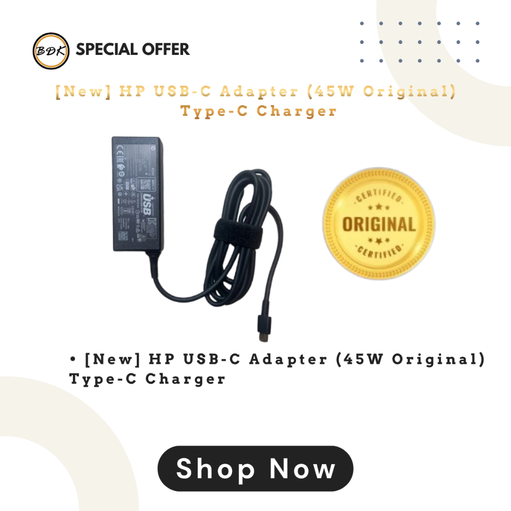 HP TYPE C -AC ADAPTOR-45W ORIGINAL CHARGER