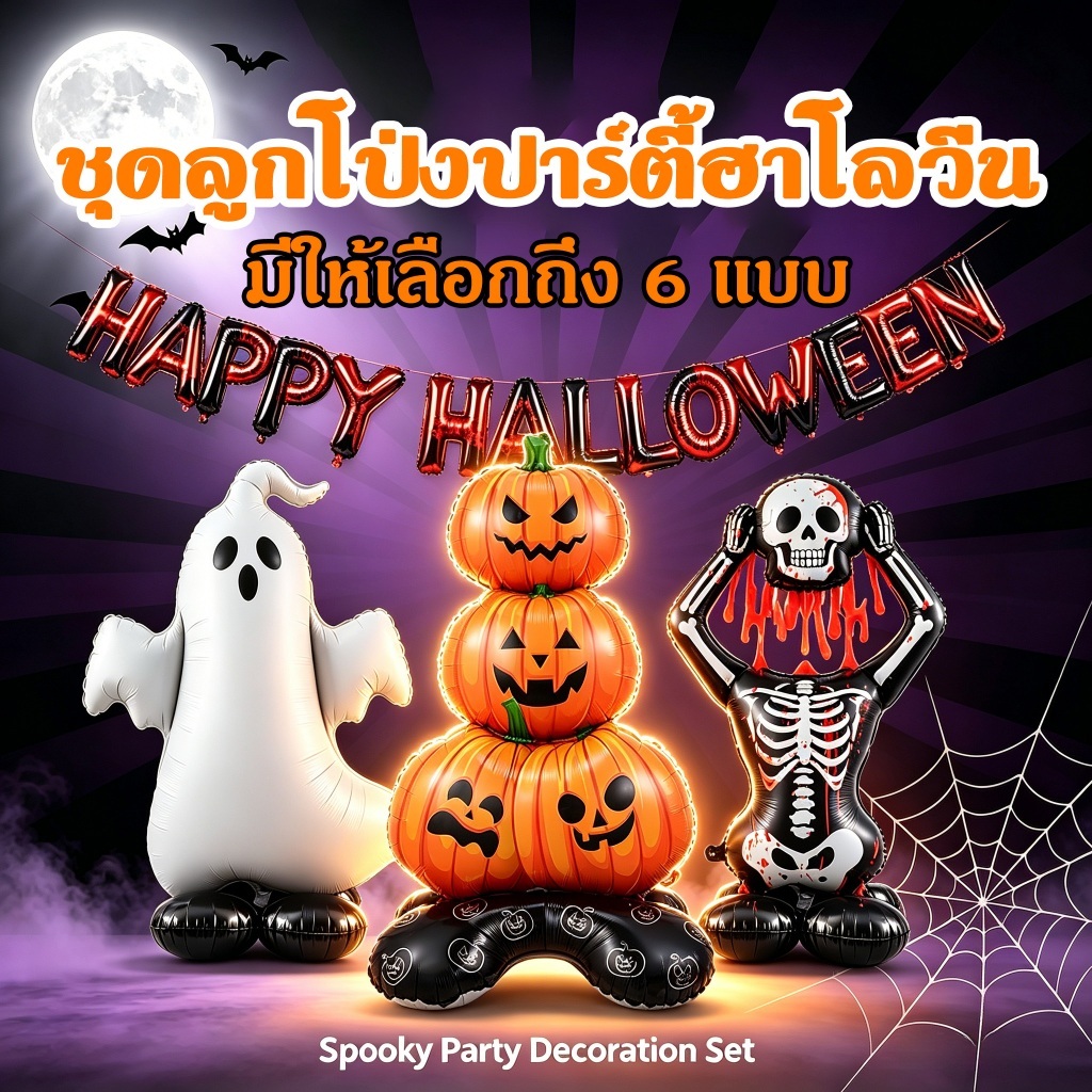 ลูกโป่งฮาโลวีน ลูกโป่งฟอยล์ฮาโลวีน ฮาโลวีนตั้งได้ 4D ลูกโป่งฮาโลวีน ตกเเต่งงานปาร์ตี้ ขนกันมาเพียบ
