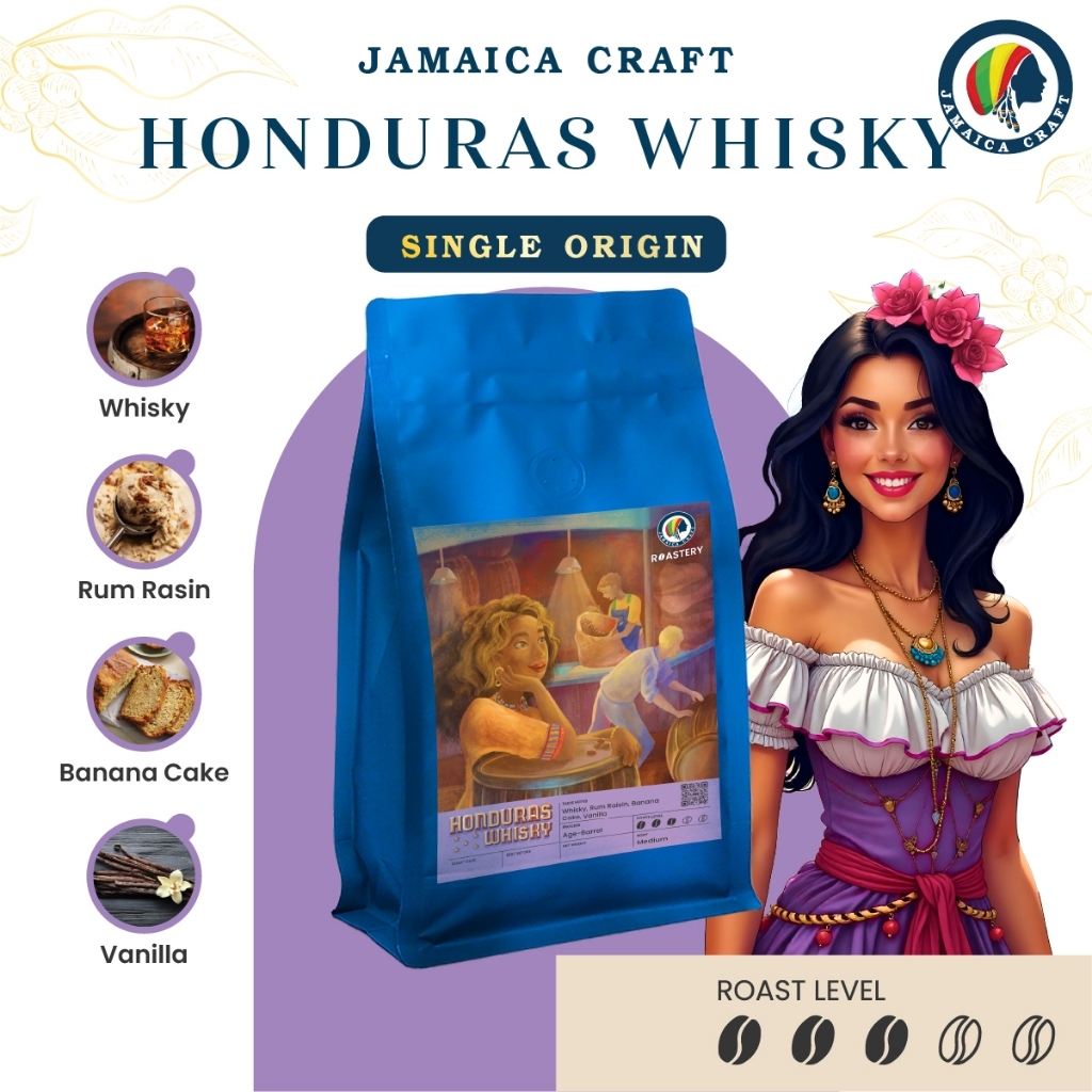 Jamaica Craft Roastery เมล็ดกาแฟคั่วกลาง (250g) 'Honduras Whiskey' /  RBHW301