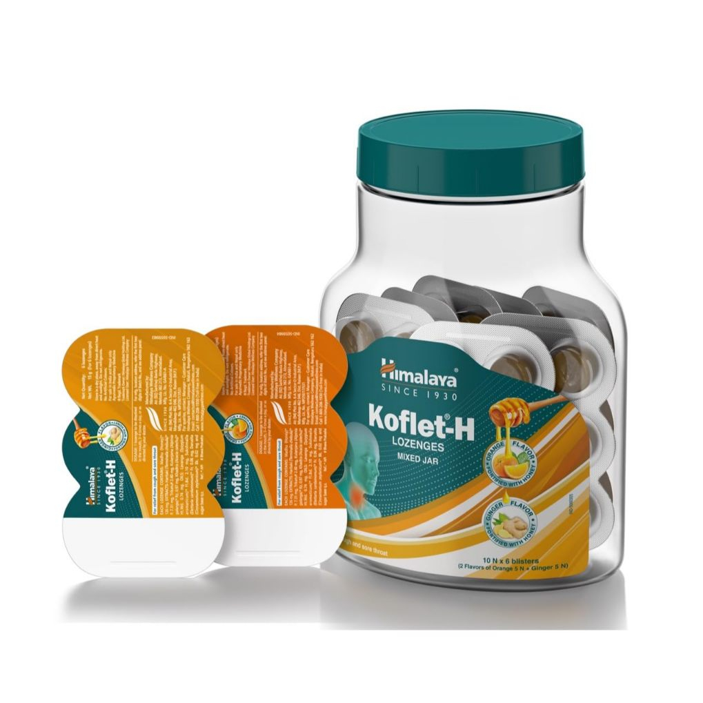 HIMALAYA KOFLET-H LOZENGES MIXED JAR PACK (6 ORANGE & 6GINGER) 12 N x 1 STRIP 180G