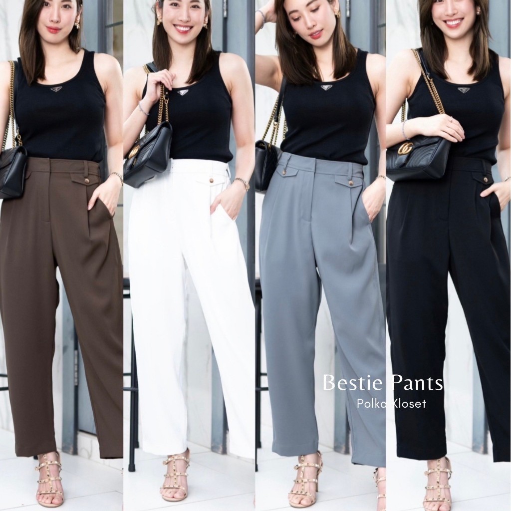 Bestie Pants กางเกงทรงสวยมาแรง เอวสูงเก็บหุ่นดี ผ้าพริ้วนิ่มมีน้ำหนักดี ทรงbaggy สไตล์หลวมๆ