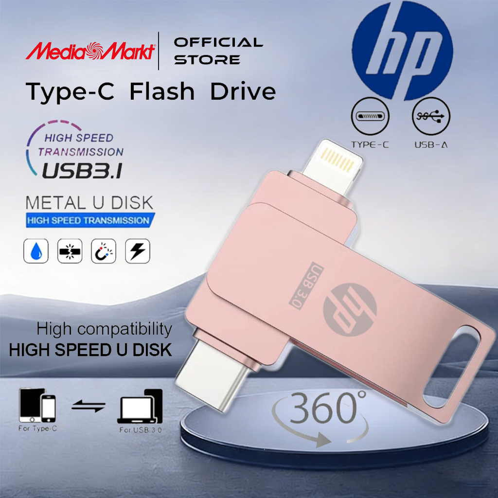 【รับประกัน10ปี】แฟลชไดรฟ์ ความเร็วสูง H-P Type-C แฟลชไดร์ฟ 1TB TypeC Flash Drive 2TB แฟลชไดร์ฟไอโฟน
