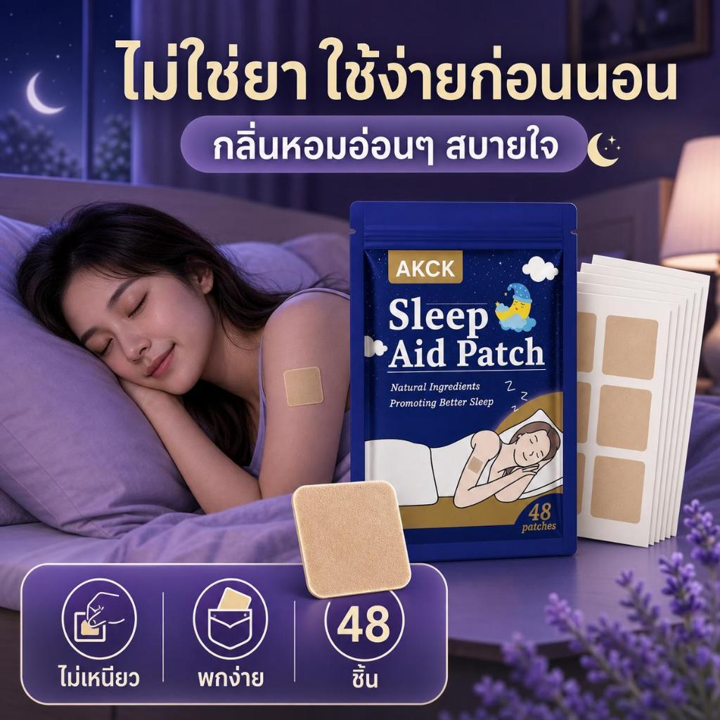 AKCK แผ่นแปะช่วยนอนหลับ 48 แผ่น/แพ็ค จากน้ำมันหอมระเหยธรรมชาติ หลับสบาย ผ่อนคลาย ใช้งานง่าย