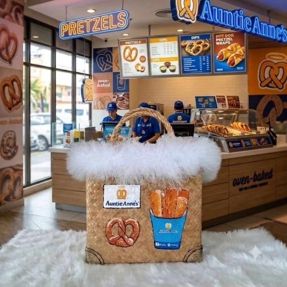 กระเป๋าสานกระจูด 🥨 งานเพ้นท์ 🥨 Auntie Anne's