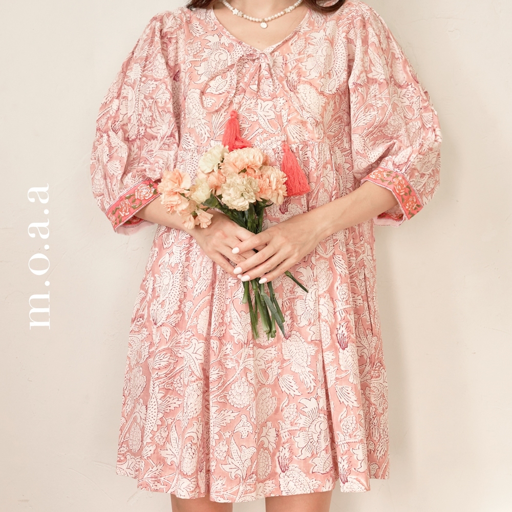 Dahlia Dress in Pastel Peach | Moaa Collection