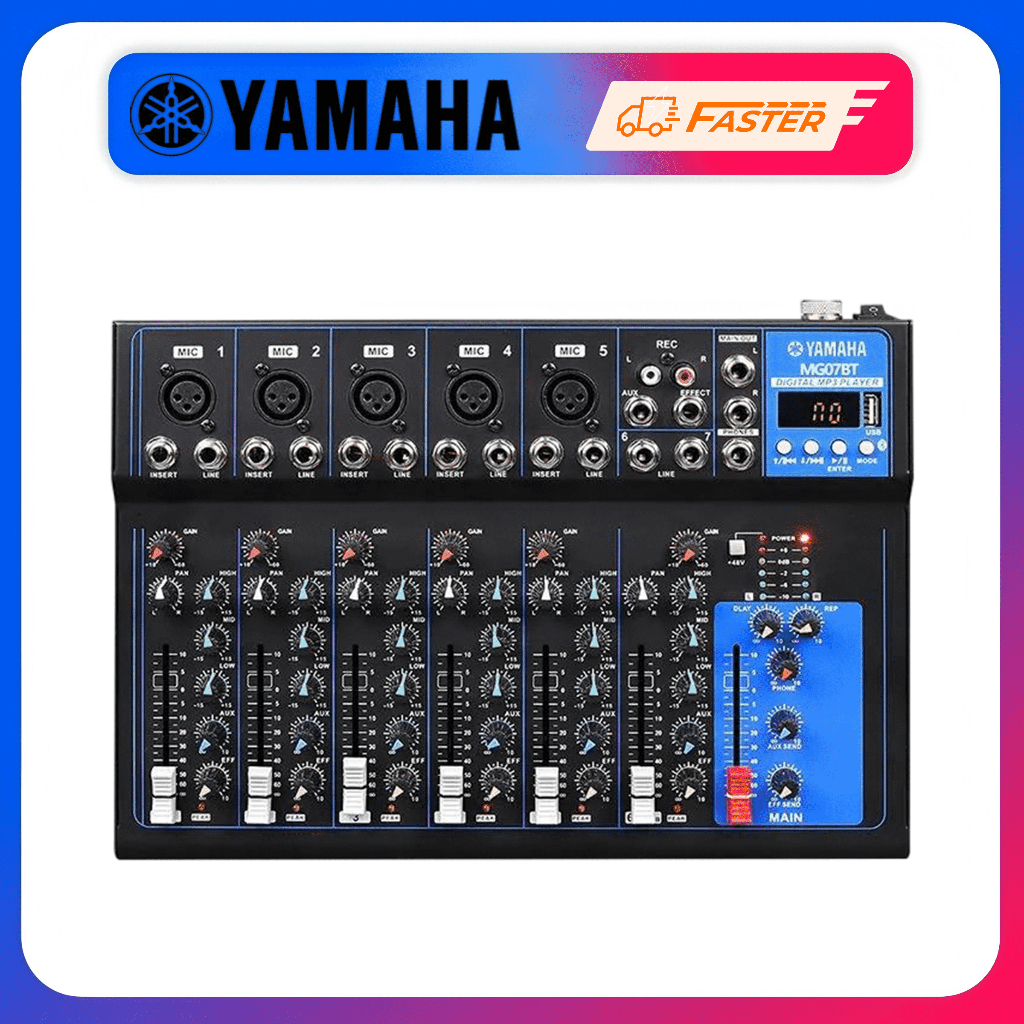 YAMAHA MG07BT Audio Mixer USB DJ Audio Mixing Console 48V สําหรับการบันทึกคอมพิวเตอร์, 4 ~ 7 ช่อง