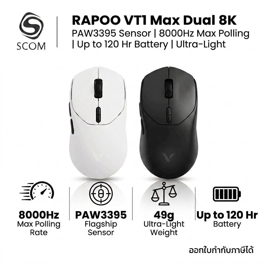 (MOUSE) เมาส์ RAPOO VT1 Max Dual 8K