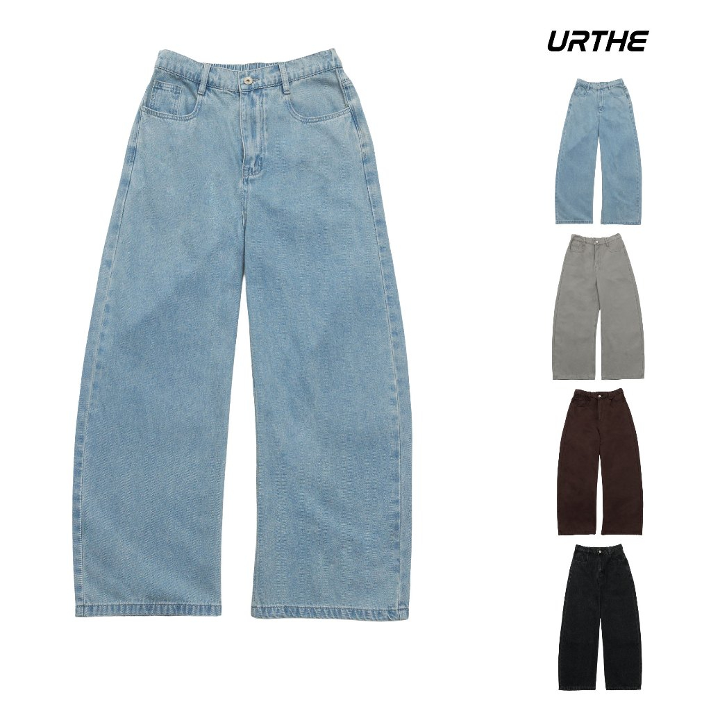 URTHE - กางเกงยีนส์ ขายาว รุ่น BIG BRUSH BALLOON DENIM PANTS