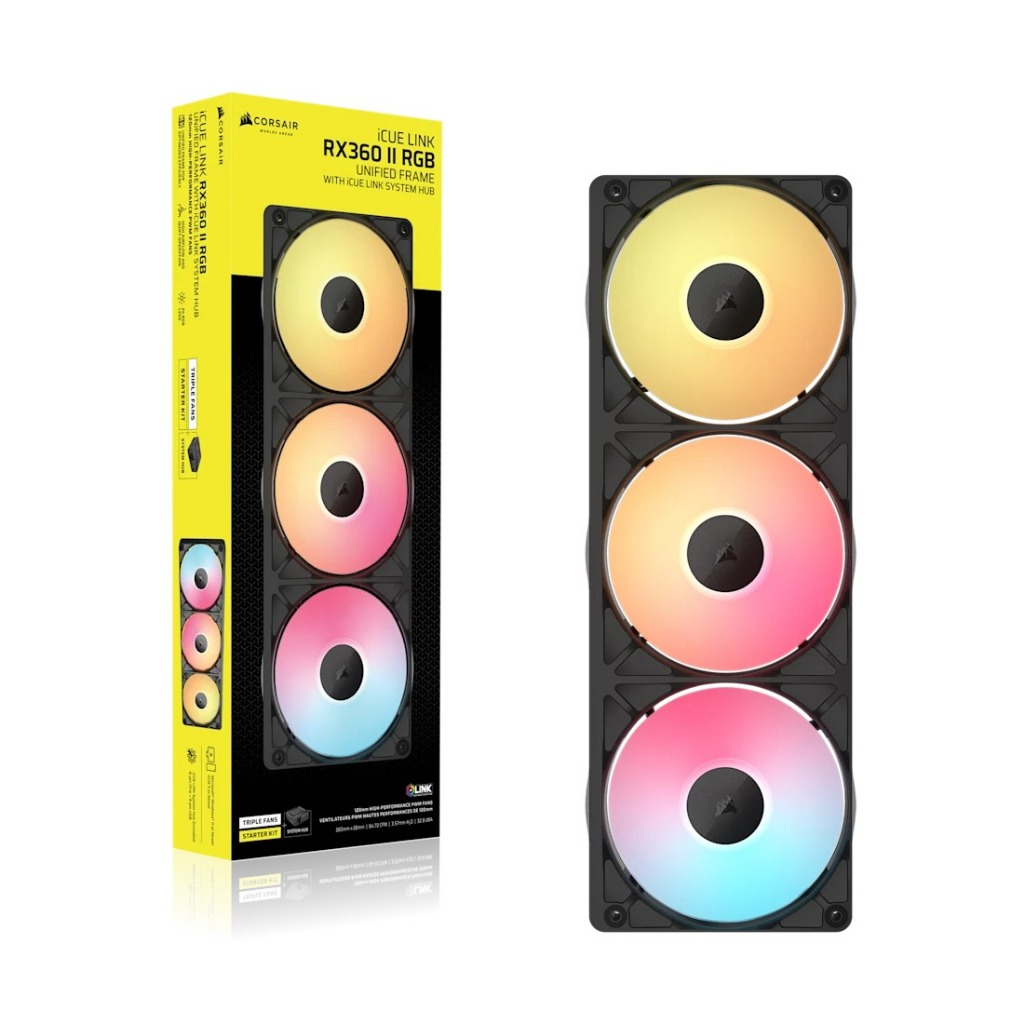 CORSAIR iCUE LINK RX360 II RGB BLACK WITH iCUE LINK SYSTEM HUB : CO-9051059-WW