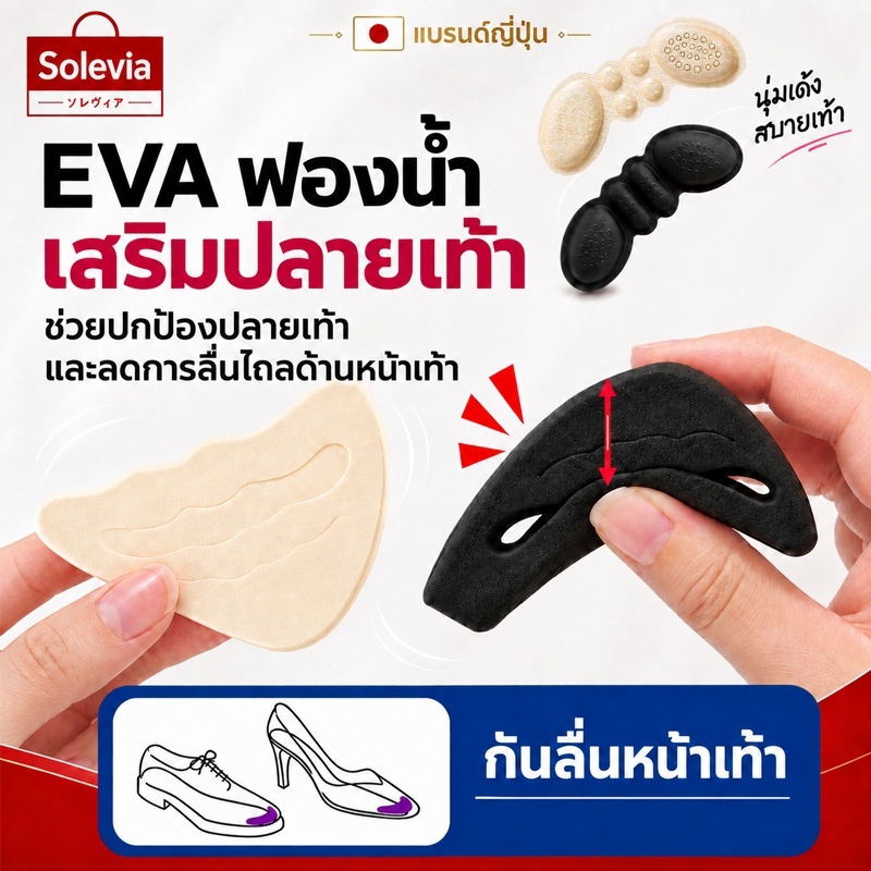 【2in1】ฟองน้ำเสริมปลายเท้า ป้องกันส้นเท้าถลอก ปรับความหนาได้ แผ่นเสริมถอดได้ แก้รองเท้าหลวม ใส่สบาย