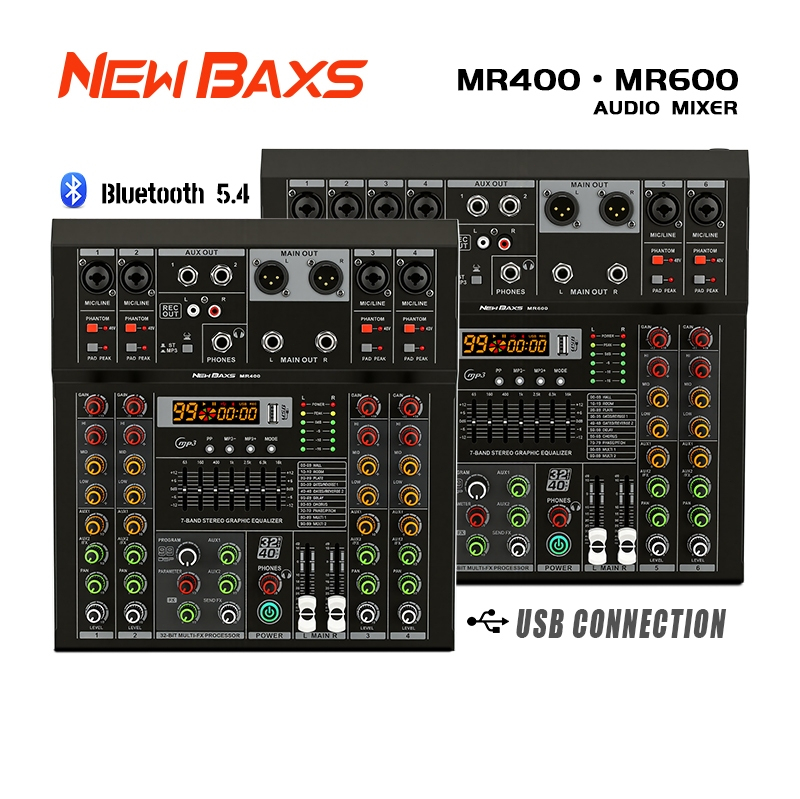 NEW BAXS MR400 AUDIO MIXER 4 6 ช่องโทนเสียง มาพร้อมกับ Equalizer 99 DSP Effecter รองรับการเล่น Bluet