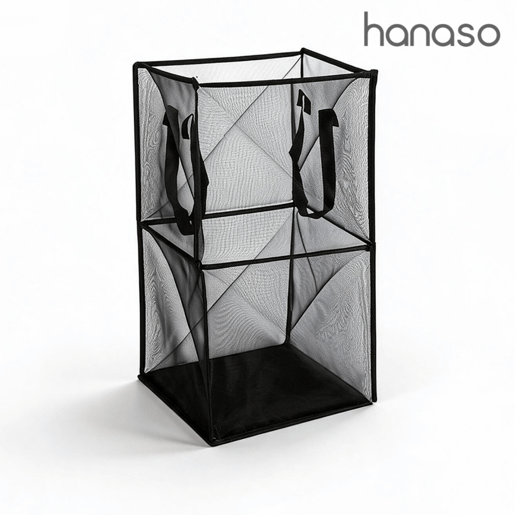 Hanaso ตะกร้าผ้าพับได้ ตะกร้าผ้าตาข่ายอเนกประสงค์ เก็บของได้เยอะ ประหยัดพื้นที่ มีหูหิ้ว พกพาสะดวก