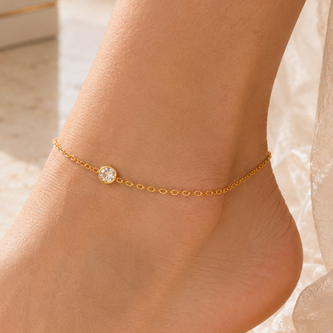 Solitaire Crystal Anklet