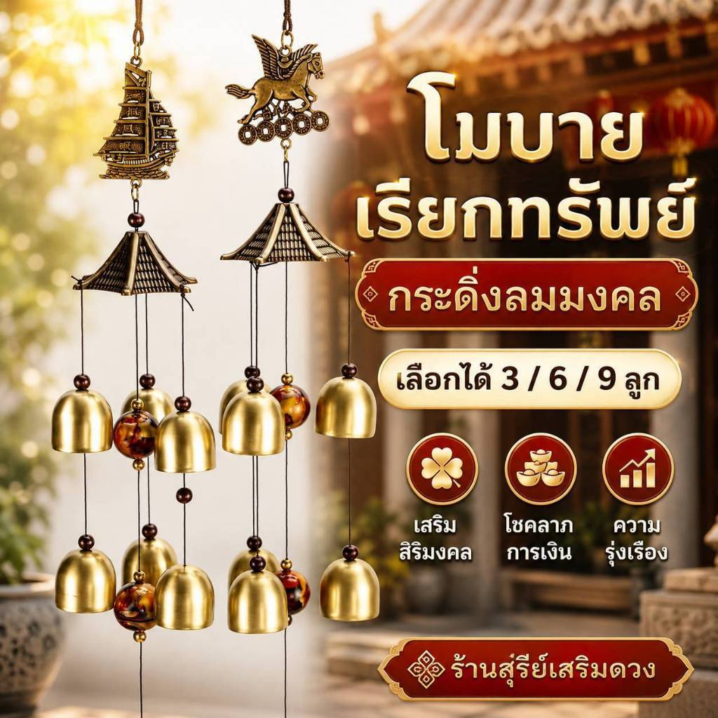 โมบายเรียกทรัพย์💯แขวนประตู🎈เสียงไพเราะที่สุด🎈กระดิ่งลม 3 / 6 / 9 ลูก  กระดิ่งลมปรับฮวงจุ้ย ตกแต่งบ้า