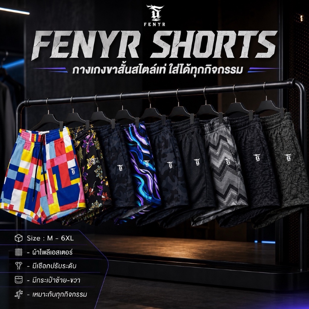 กางเกงกีฬา กางเกงบาสทรงสั้น รุ่น FENYR COLLECTION ลวดลายแฟชั่น [ มีไซส์ใหญ่ ]
