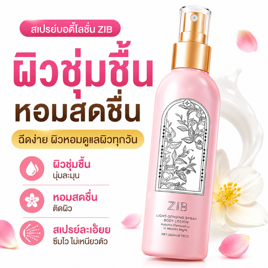 ZIB สเปรย์บอดี้โลชั่น กลิ่นหอมติดผิว ติดทนนาน บำรุงผิว หอมสดชื่น ลดกลิ่นเหงื่อ บอดี้โลชั่นน้ำหอม