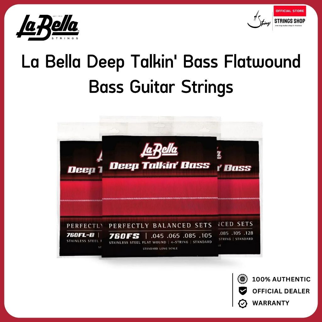 La Bella Deep Talkin' Bass Flatwound Bass Guitar Strings สายเบส Flatwound Stainless Steel Vintage 4 5 6 สาย