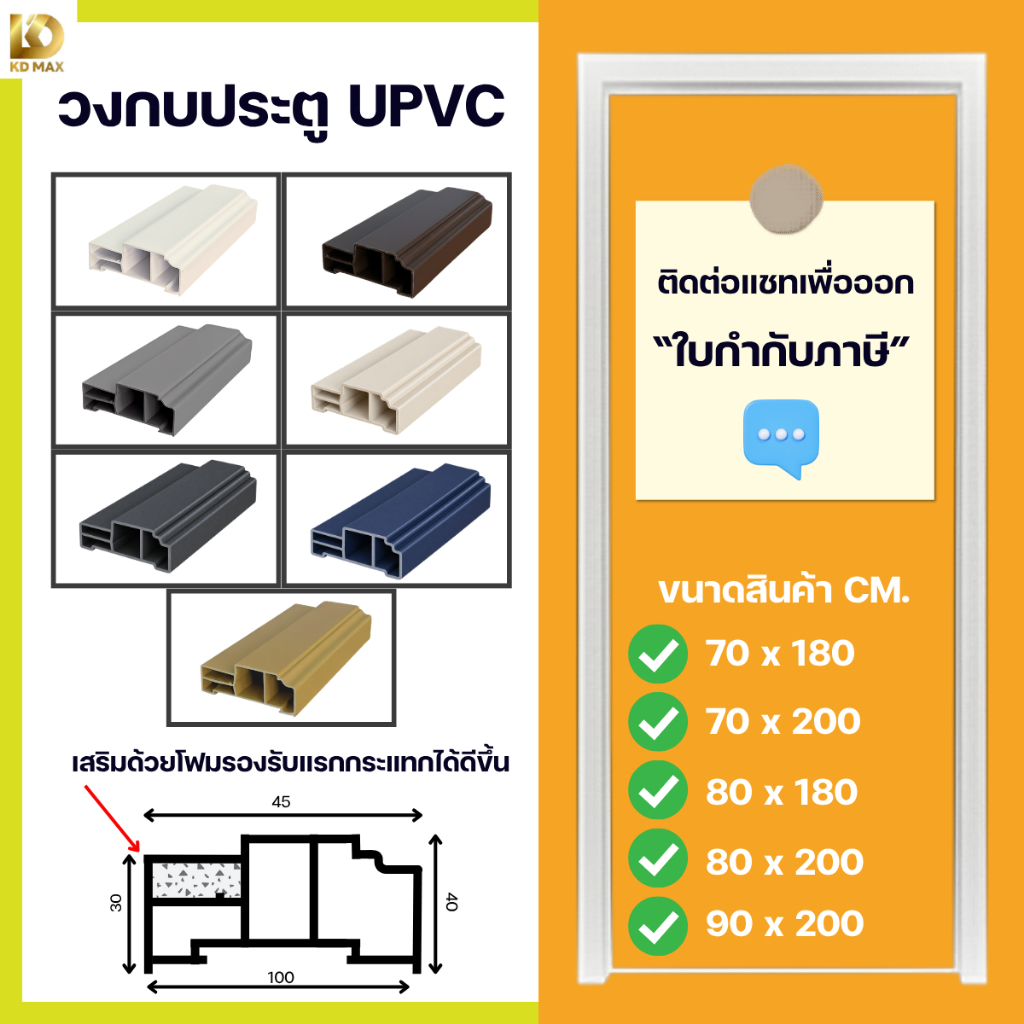Building Pro วงกบประตู วงกบ UPVC รุ่น UPVC24 เลือกได้ หลายสี หลายขนาด กันน้ำ ไม้สังเคราะห์ 70x200 80