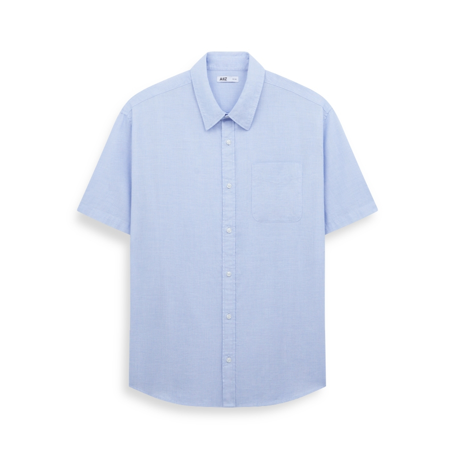 AIIZ เสื้อเชิ้ตผู้ชายแขนสั้น สีพื้น AIIZ Men's Short Sleeve Shirt รูปที่ 4