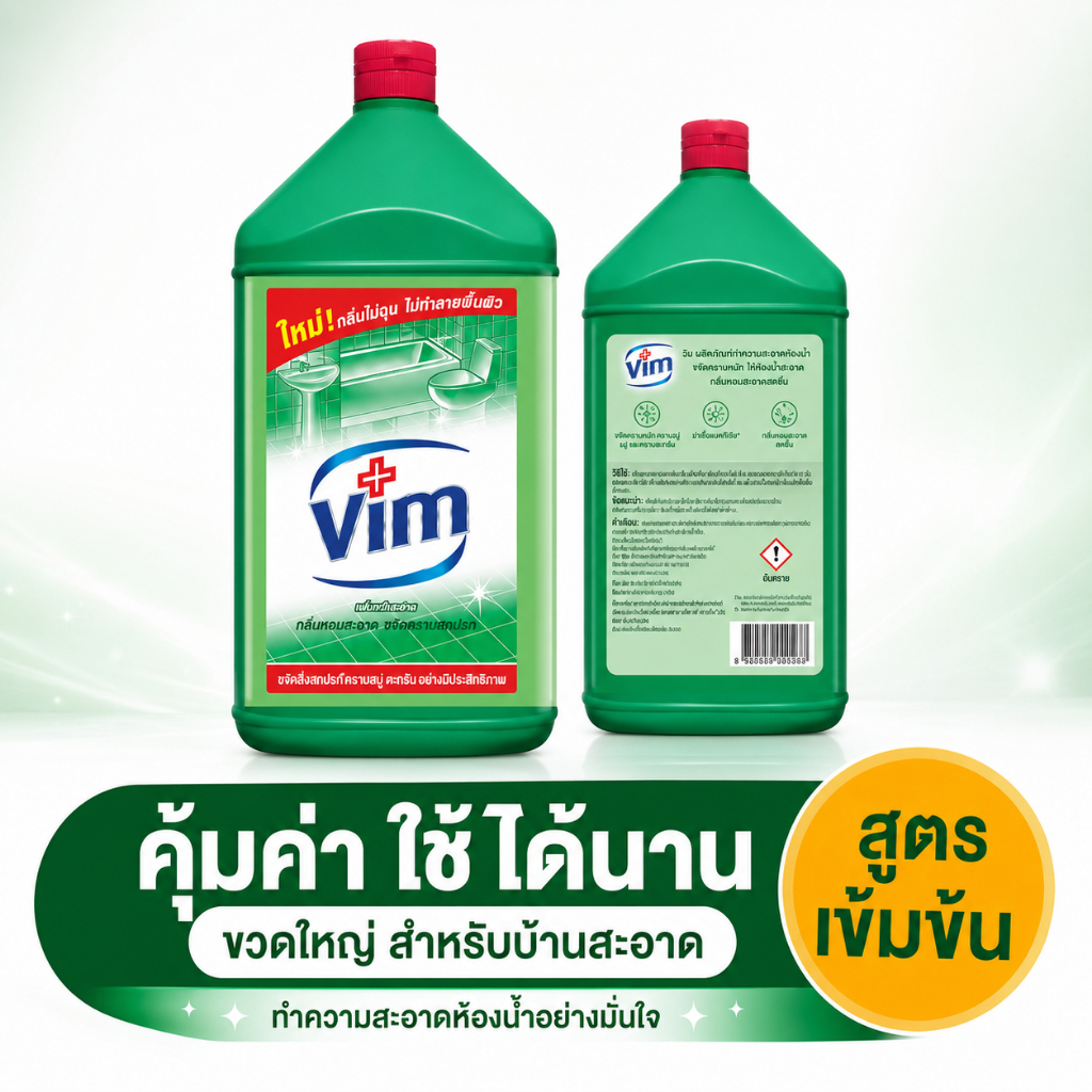 วิม น้ำยาล้างห้องน้ำ 3500 มล. กลิ่นหอมสดชื่น ไม่ทำลายพื้นผิว