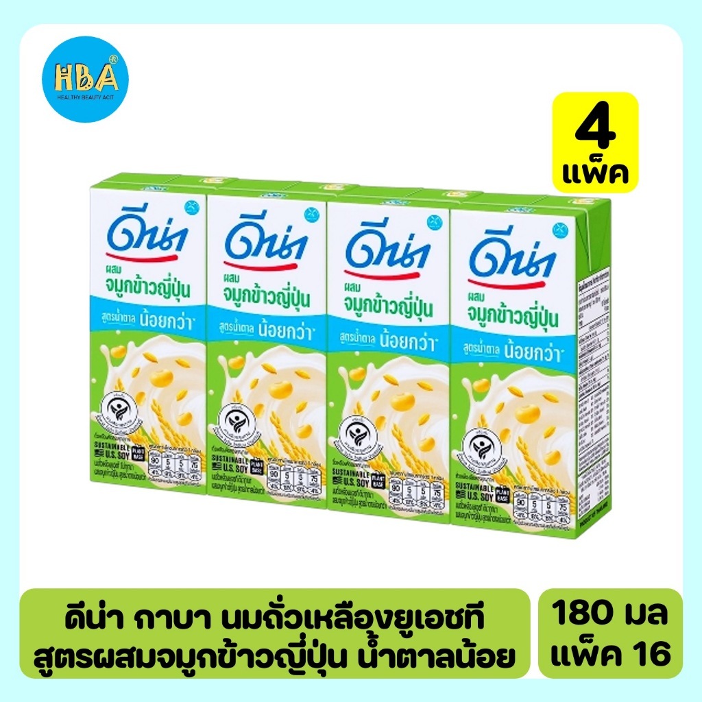 [แบ่งขาย] DNA Gaba UHT Soy Milk ดีน่า กาบา นมถั่วเหลืองยูเอชที ผสมจมูกข้าวญี่ปุ่น น้ำตาลน้อย ขนาด 180 มล แพ็ค 16 กล่อง