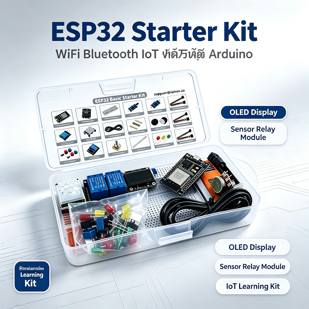 ESP32 Starter Kit WiFi Bluetooth IoT รองรับ Arduino พร้อม OLED Display Sensor Relay Module ชุดเรียนร