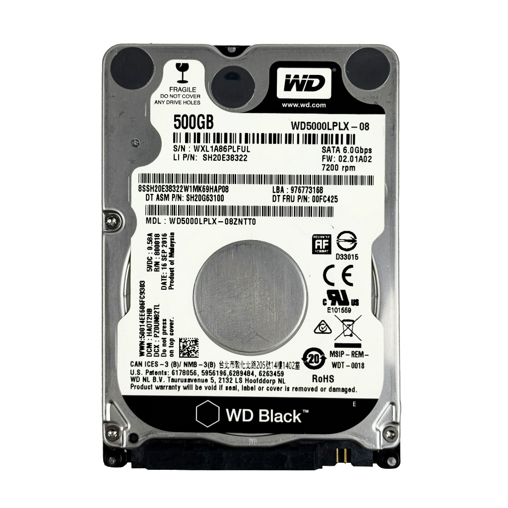HDD 2.5 WD Black 500GB 7200RPM (WD5000LPLX) มือสอง สภาพดี ประกัน 90 วัน