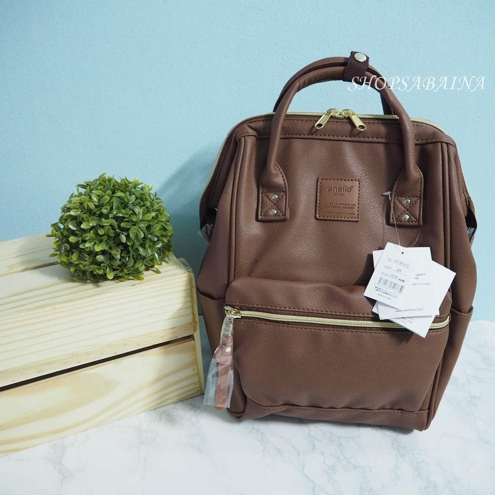 anell แท้109% PU leather Backpack สี Choco brown กระเป๋าเป้สะพายหลัง รุ่นหนังพียู