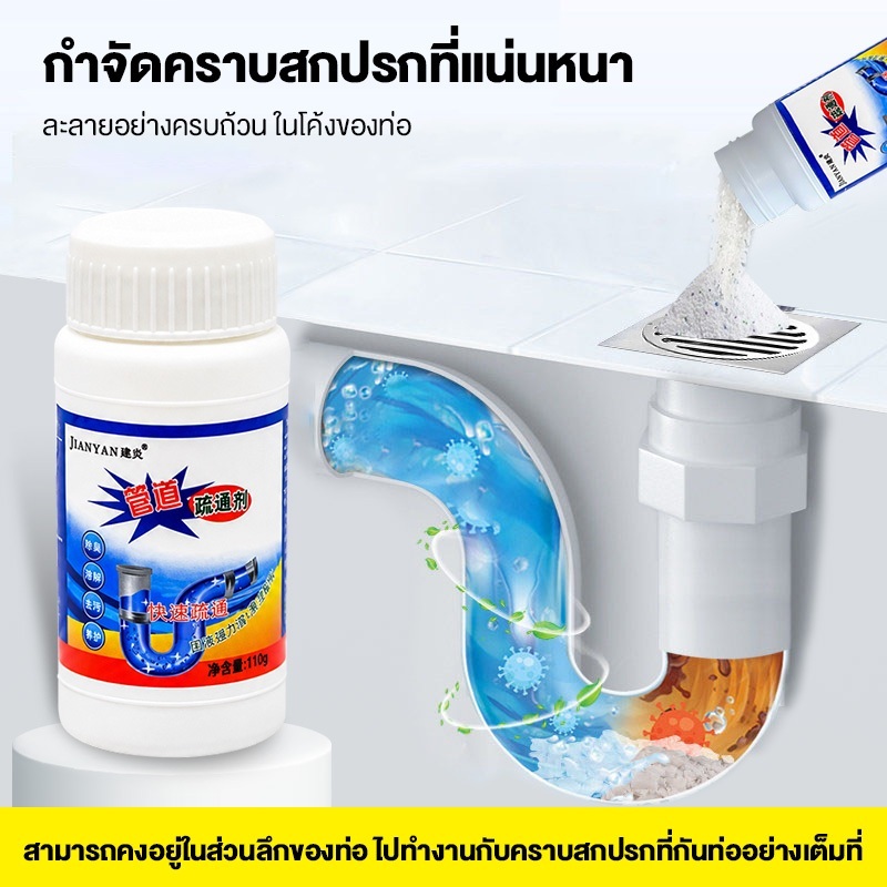 ผงล้างท่อ 110g แก้ปัญหาท่ออุดตัน ผงล้างไขมันอุดตัน