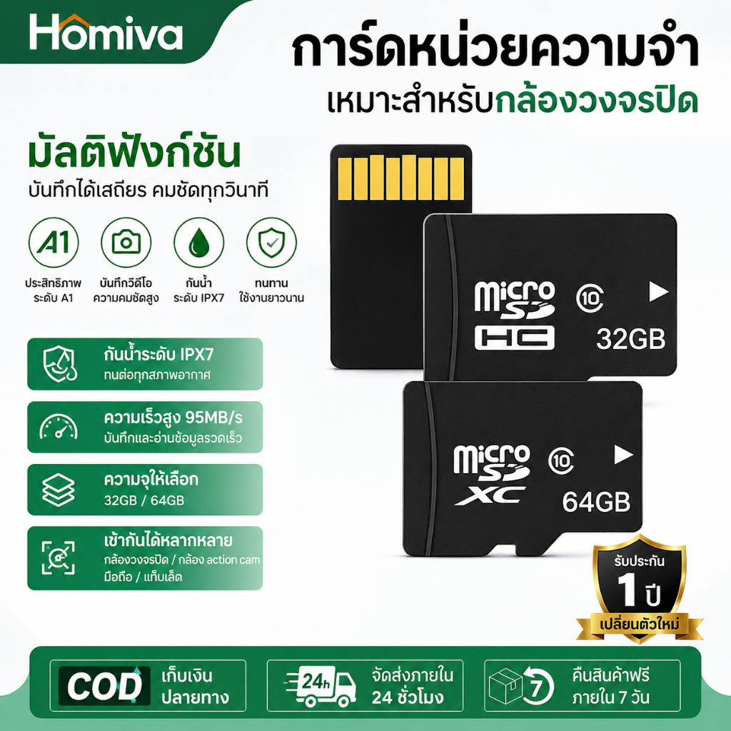 【รับประกัน30ปี】เมมโมรี่การ์ด Memory Card Micro SD card 32GB-256GB สำหรับมือถือ/คอมพิวเตอร์(ไมโครเอสดี การ์ด)
