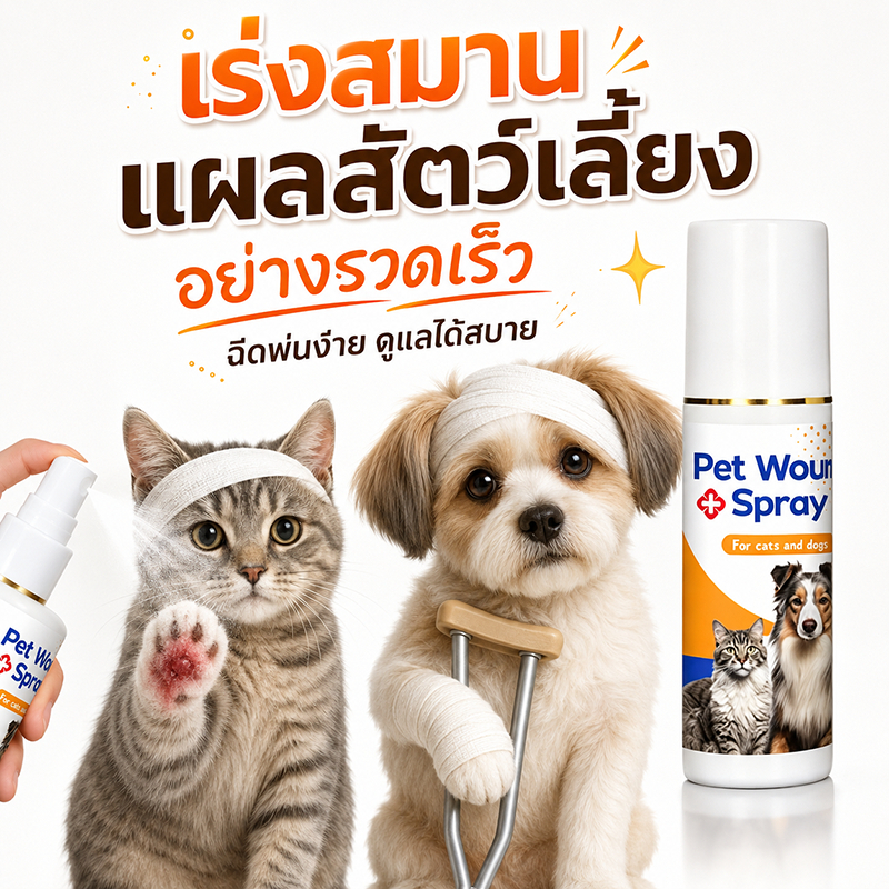 👍 เห็นผลไวมาก 👍สเปรย์สมานแผลสำหรับสัตว์เลี้ยง สเปรย์นาโนรักษาแผลสัตว์เลี้ยง สเปรย์พ่นแผล เลียได้ ฉีด พ่น แผลแห้งไว