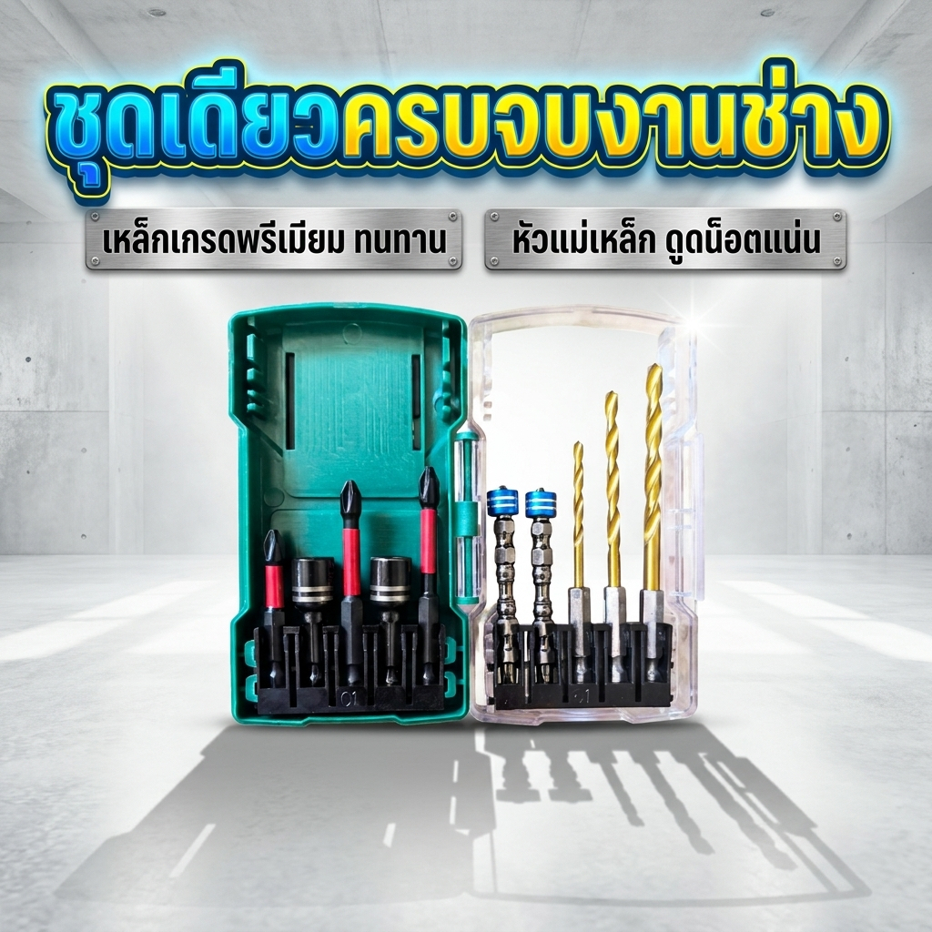 หลายชุด 10 ชิ้น Hex Handle เจาะซ็อกเก็ต Combo อุปกรณ์เครื่องมือไฟฟ้าแบบพกพา