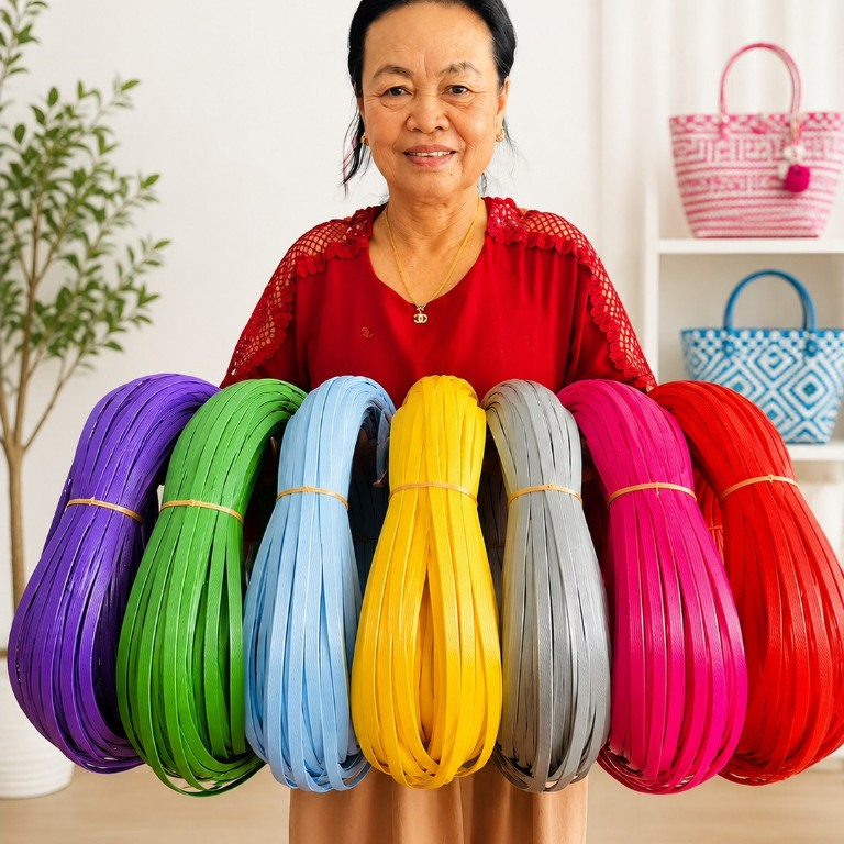 เส้นสานพลาสติกขนาด 6 มิลตราลูกโจ้ครึ่งกิโลราคาถูก