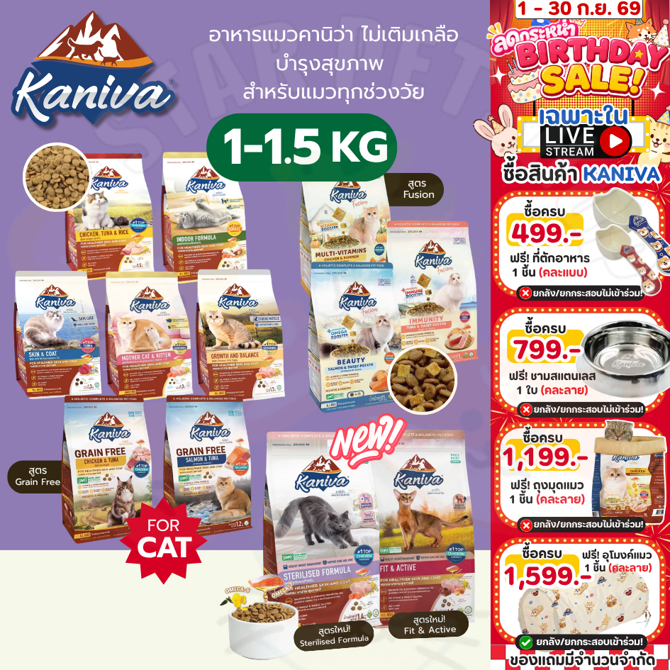 {FS} Kaniva อาหารแมวคานิว่า สูตรโฮลิสติก-เกรนฟรี บำรุงขนและผิวหนัง ทุกช่วงวัย ขนาด 1-1.5 kg