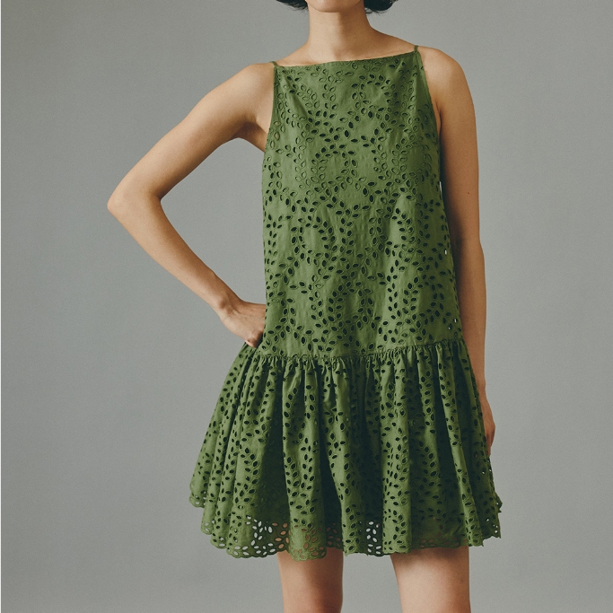 (new summer 26)(new in 9.9 เปิดจองลอตสอง รอบส่ง 30 ก.ย) Perana เดรสลูกไม้ hana mini dress สีเขียว (Green)