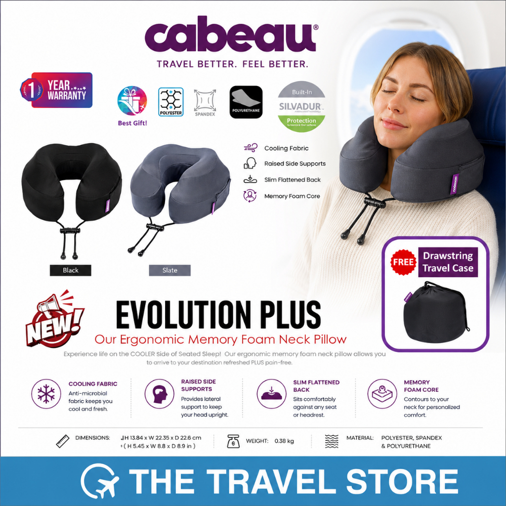 Cabeau EVOLUTION PLUS Memory Foam Neck Pillow หมอนรองคอ เนื้อผ้าหุ้ม Cooling Fabric มีรับประกัน 1 ปี