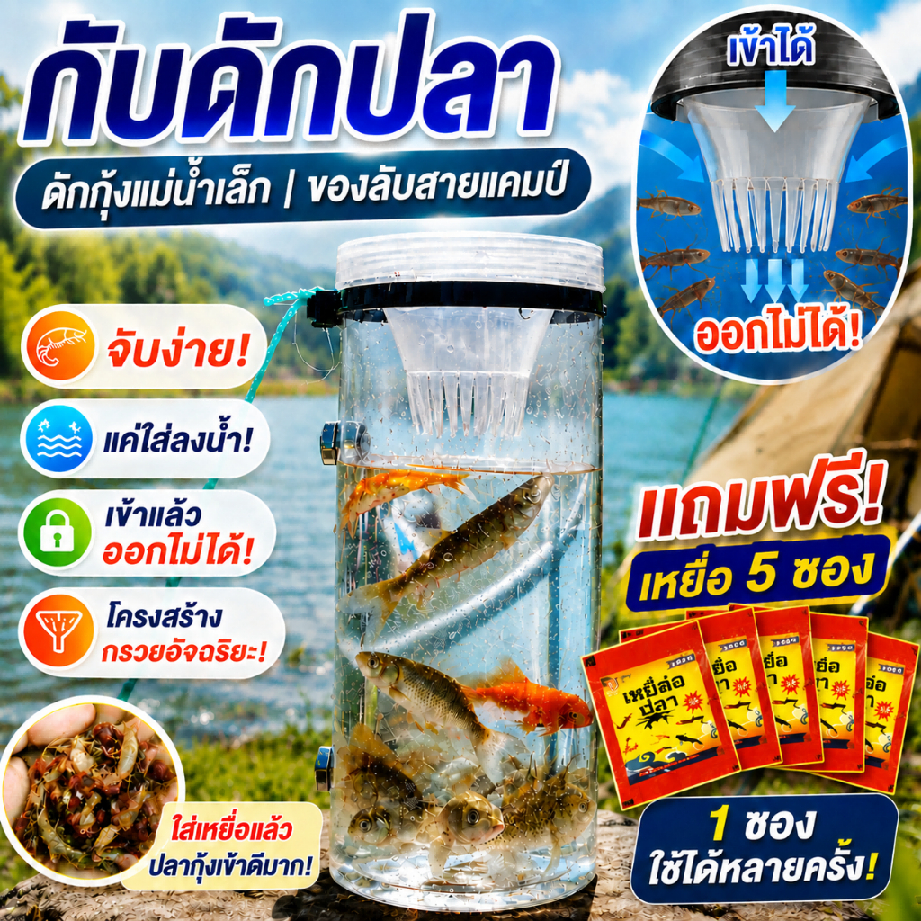 【พร้อมส่งจากไทย】ขวดดักปลา พกพาสะดวก ของเล่นเล่นน้ำ ดักปลา กุ้งง่ายๆ ที่ดักกุ้งฝอย ใช้งานง่าย เหมาะเด็กทุกวัย ดักปลาขนาดเ