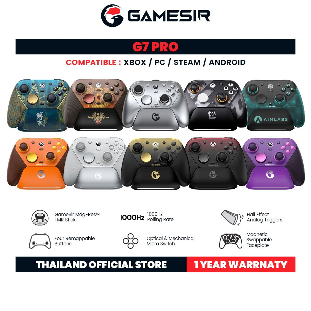 GameSir G7 Pro จอยเกมไร้สายรองรับเชื่อมต่อ 3 โหมด สำหรับ Xbox, PC และ Mobile จอยสติ๊ก TMR