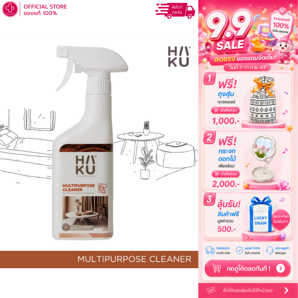 HAKU Multipurpose Cleaner - 400 ml สเปรย์ทำความสะอาดอเนกประสงค์