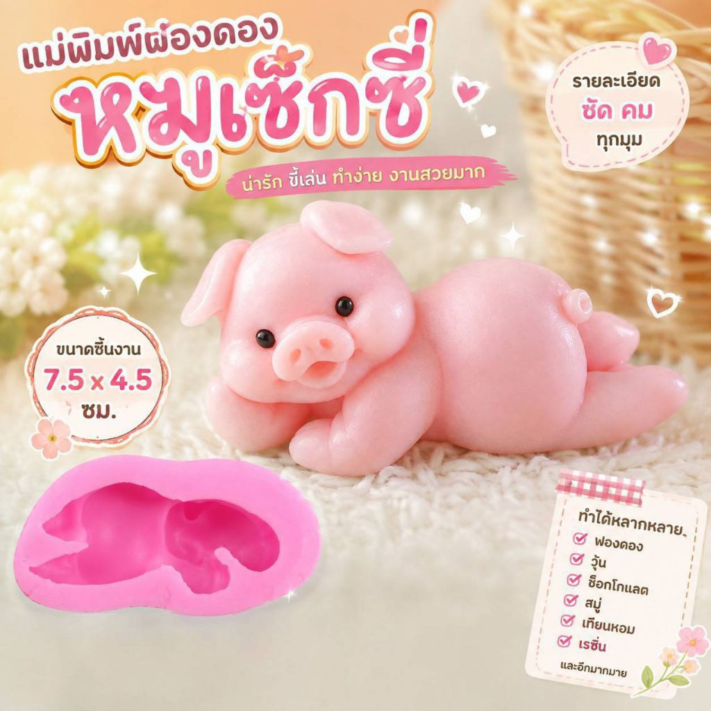 แม่พิมพ์ฟองดอง  ทำขนมวุ้น อลัว สัมปันนี ขนมไทยต่างๆรูป หมูเซ็กซี่