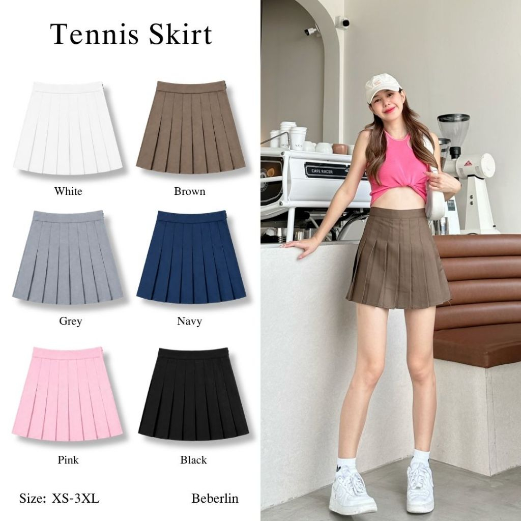 Berlin กระโปรงเทนนิส เอวสูง Skirts สีพื้น มีซับใน / No : S01