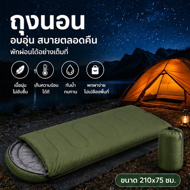 【รับประกันคุณภาพ 5 ปี】ถุงนอน Sleeping Bag แบบพกพา สำหรับเดินทาง ถุงนอนกลางแจ้งน้ำหนักเบา ถุงนอนแยกสีผู้ใหญ่ เดินป่าแคมป์