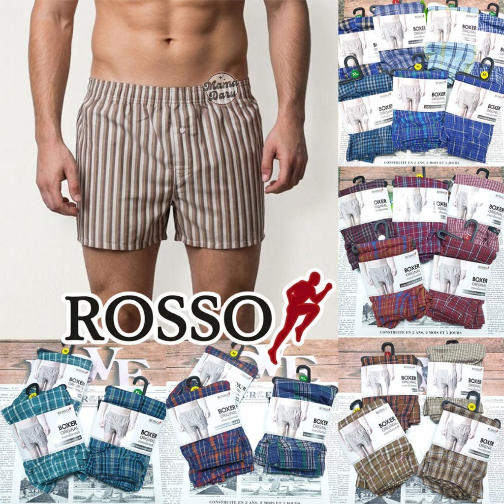 กางเกงบ๊อกเซอร์ Boxer รอสโซ่ Rosso ผ้าเชิ้ตเบาใส่สบาย ของแท้ บ๊อกเซอร์ผู้ชาย (UW22)