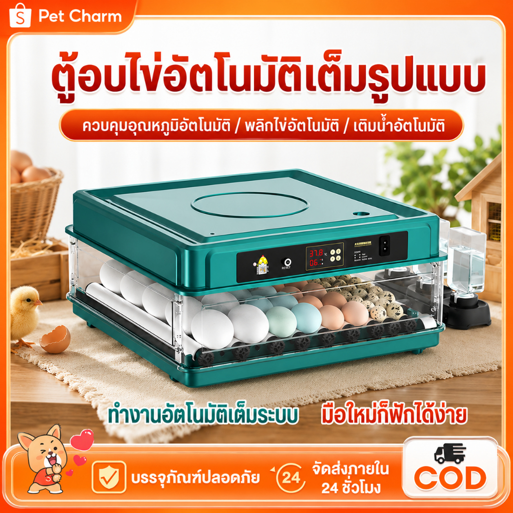 ฟักไข่อัตโนมัติ 48/64/128 ฟอง เครื่องฟักไข่ ตู้ฝักไข่ไก่ เครื่องฟักไข่อัตโนมัติ ตู้ฟักไข่ราคาถูก ตู้ควบคุมอุณหภูม