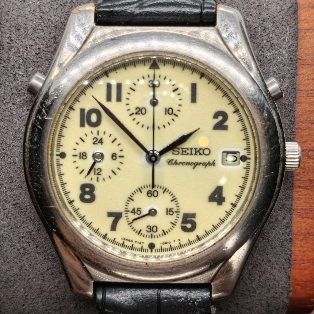 นาฬิกามือสอง SEIKO AVENUE CHRONOGRAPH 7T27 “FULL LUME DIAL” quartz 37.8 เดินพร้อมใช้