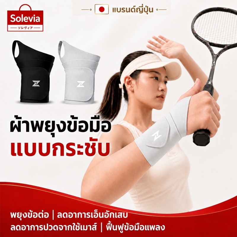 ผ้ารัดข้อมือ พยุงข้อมือ สำหรับออกกำลังกาย แบดมินตัน ฟิตเนส ยกเวท ปรับกระชับได้ ใส่ได้ทั้งสองข้าง