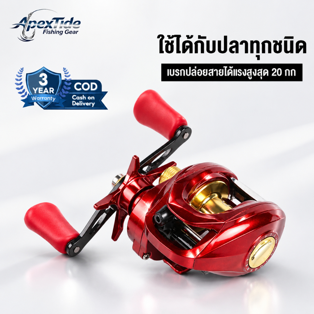 APEXTIDE รอกหยดน้ํา รอกหยดนํ้า รอกเบส รอกเบท แรงลาก 20 กก. 7.3:1 รอกเบสตีไกลๆ รอกตกปลา ฟรีเหยื่อตกปลา